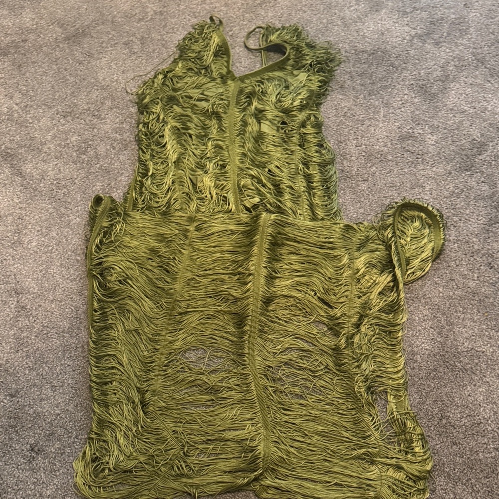 Olive Green Women's Fringe Top